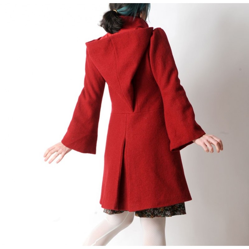 manteau laine femme rouge