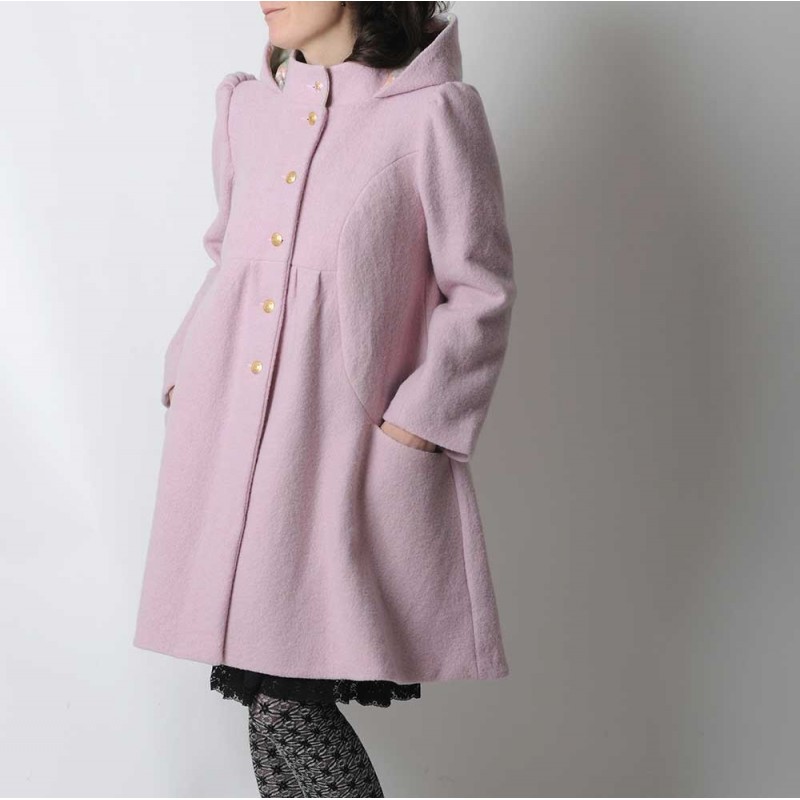manteau femme rose laine