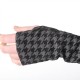 Black and grey houndstooth fingerless gloves