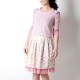 Short white, pink and golden beige pleated skirt