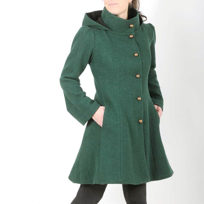 manteau laine vert foncé