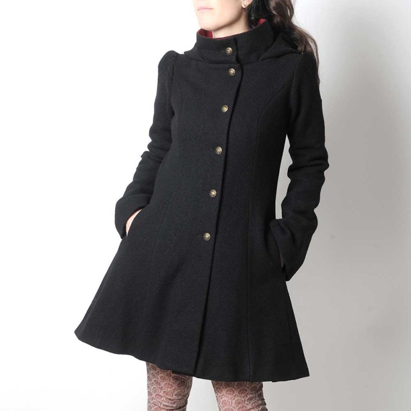 manteau en laine noir femme