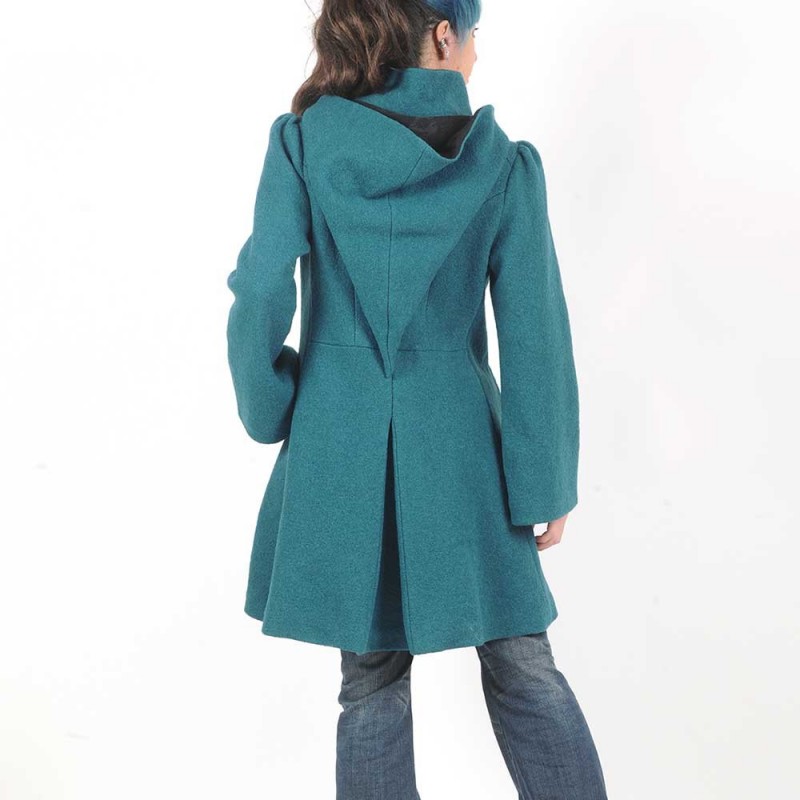 manteau bleu vert