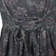 Adjustable dress in dark grey floral knit with small collar