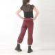 Womens crimson red corduroy pants with jersey belt