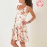 Short colorful jersey sleeveless dress with butterfly print