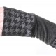 Long jersey armwarmers in a patchwork of grey and houndstooth jersey