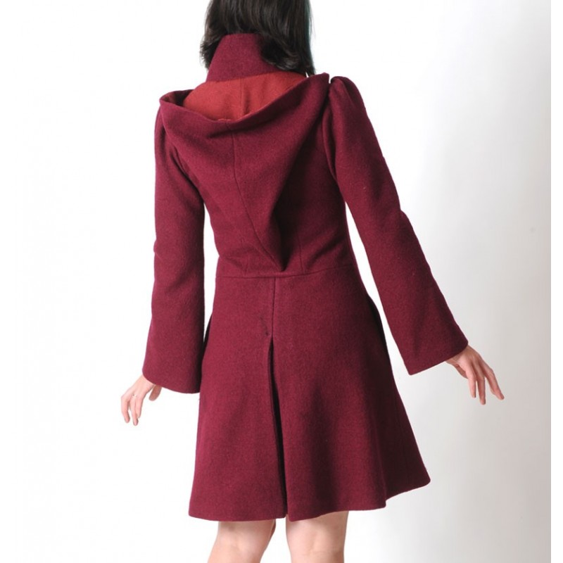 Veste d'hiver pour femme marron avec garniture en duvet synthétique -  Vêtements - Bordeaux, Rouge